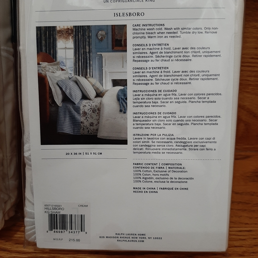 Ralph Lauren KING Islesboro Hillsboro Shams MSRP $430 Cream - Picture 12 of 14